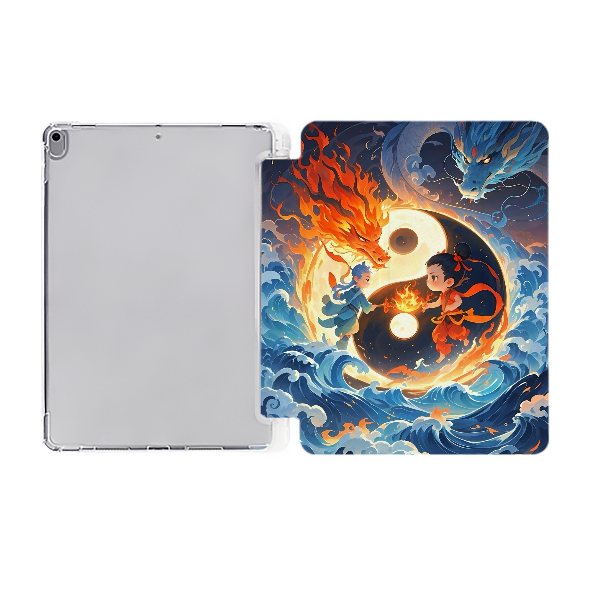 （画像用） Ne Zha 2 ナタ 魔童の大暴れ IPad ケース ペン収納付き 三つ折りスタンド PUレザー×シリコン 対応機種9.5/10.5/10.9インチ